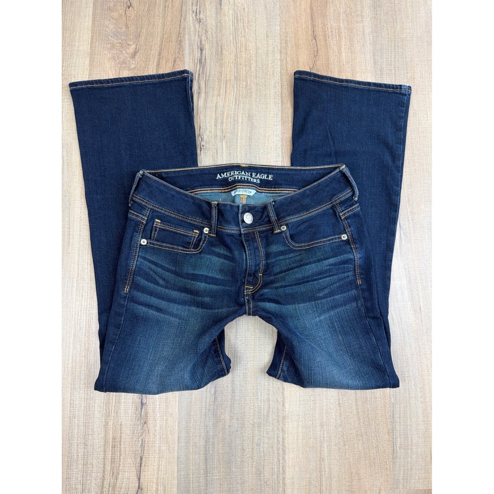 American Eagle Kick Boot Super Stretch Dark Wash Jeans Womens Size 10 Short